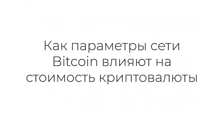 Как параметры сети Bitcoin влияют на стоимость криптовалюты