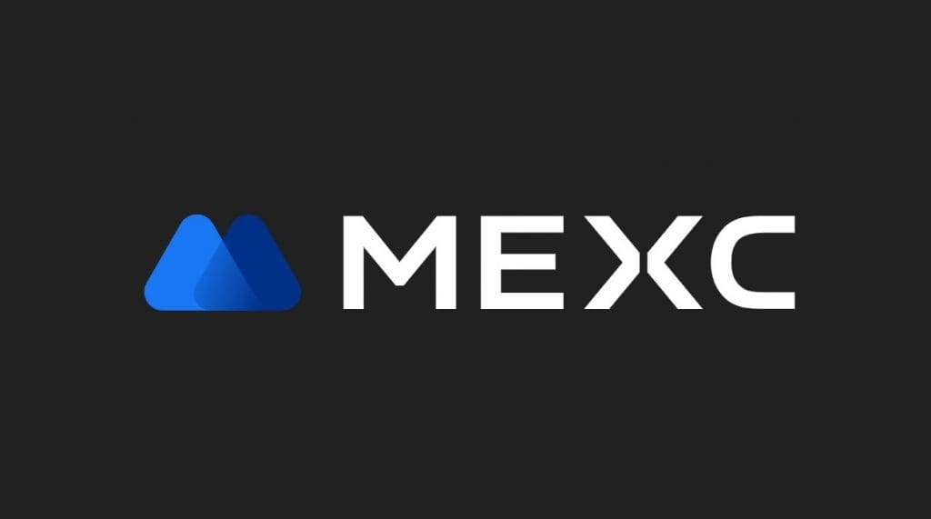 Логотип криптовалютной биржи MEXC на темном фоне