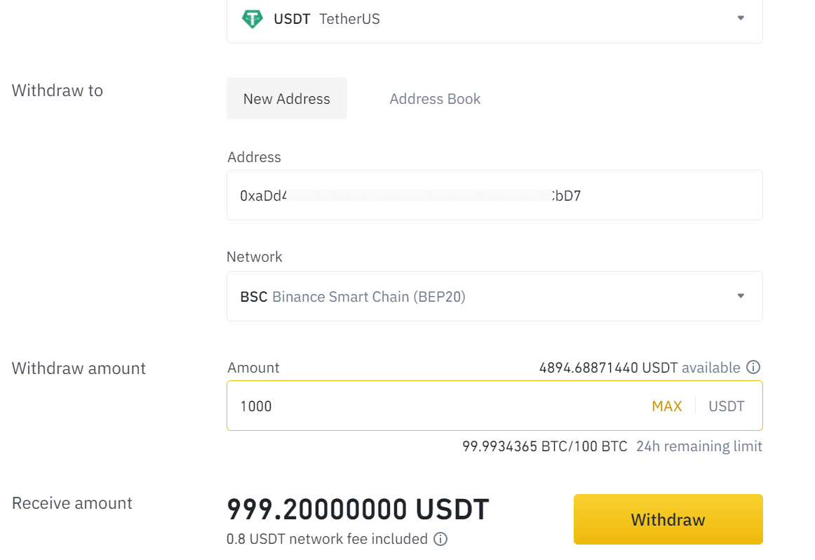 Как перевести USDT на другой кошелек