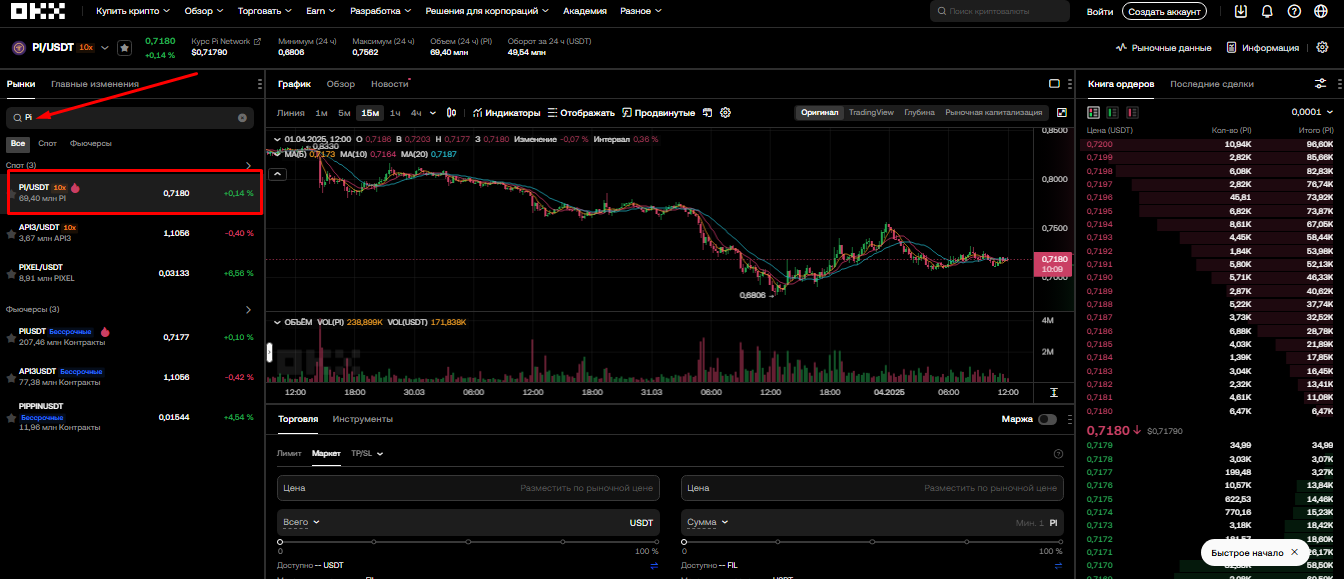 выбор торговой пары