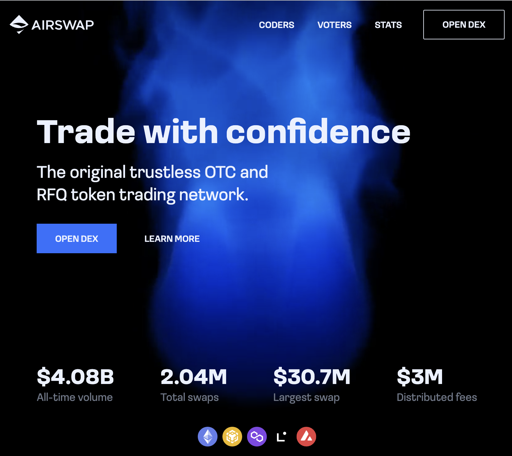 Cайт децентрализованной биржи AirSwap