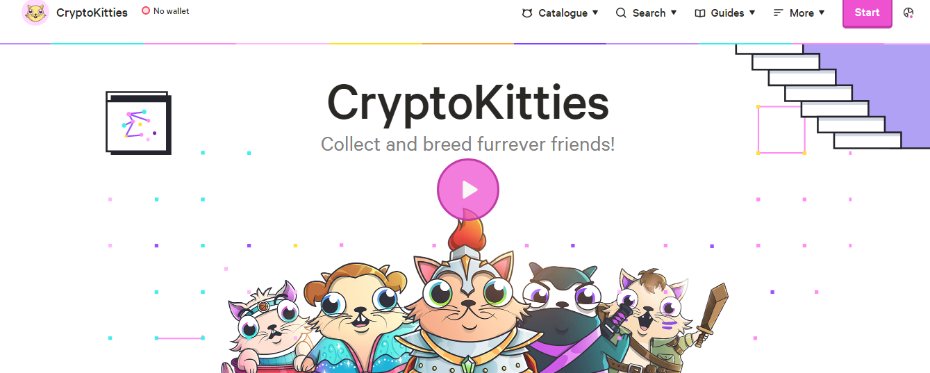 Изображение главной страницы игры CryptoKittes