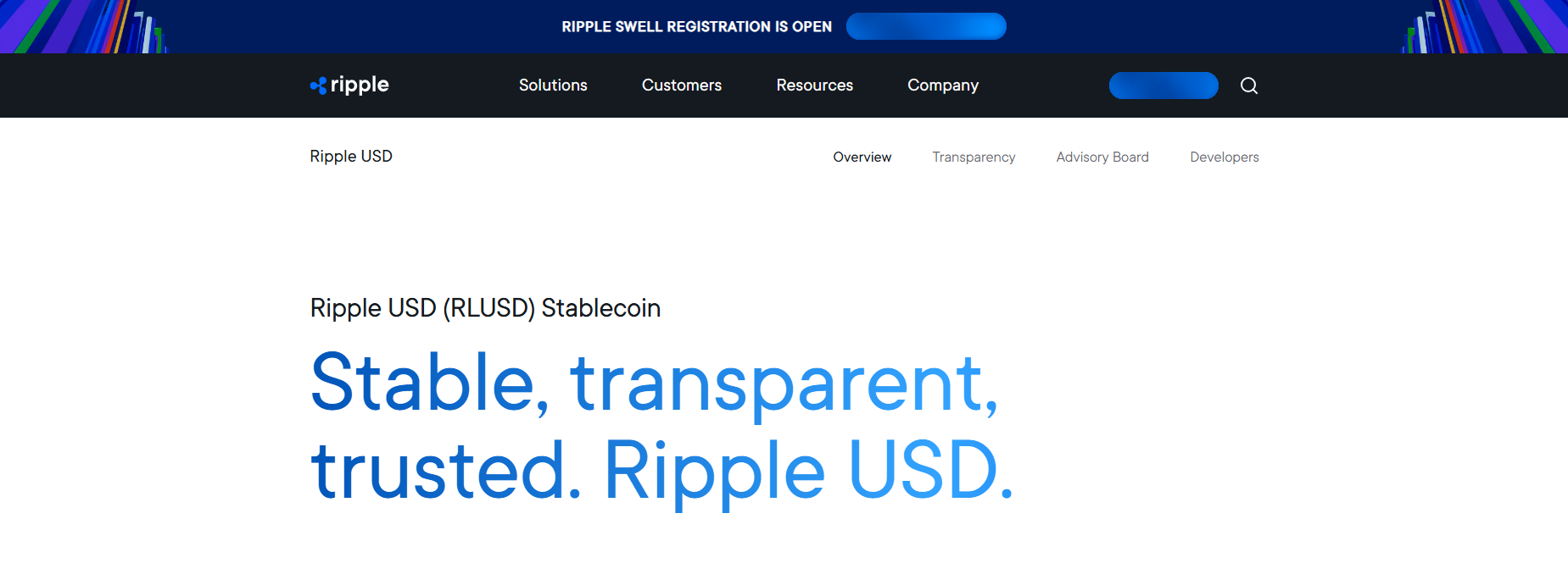 страница c информацией о стейблкоине RLUSD